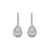 Tipperary Silver Pear Shape Earrings - White