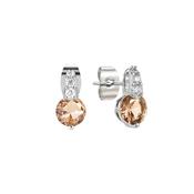 Tipperary Silver Round Pink Stone With Pave Bale Earrings image