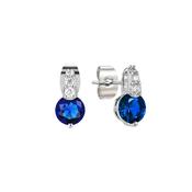 Tipperary Silver Round Sapphire Stone With Pave Bale Earrings
