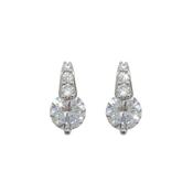 Tipperary Silver Round Stud Earrings With Pave Bale