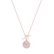 Tipperary T-Bar Pendant Rose Gold Pave Set Circle