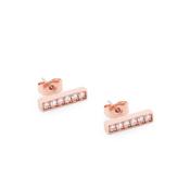 Tipperary T-Bar Stud Earrings Rose Gold Set With CZ