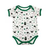 White &amp; Green Overall Printed Sheep Baby Vest