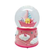 Snow Globe Pink Sailing Ship Wild Animals