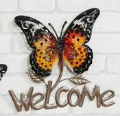 Metal Butterfly Welcome Sign - Orange image