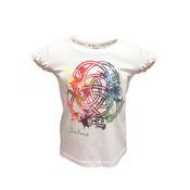 Kids White Coloured Celtic Knot Frilly Sleeves T-Shirt