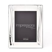 Satin Silver-Plated Photo Frame Shiny Wavy Design 5" x 7"