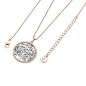 Silver Tree of Life Rose Gold CZ Circle Pendant