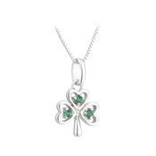 Solvar Sterling Silver Acara Shamrock Pendant With Green CZ image