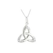 Solvar Sterling Silver Crystal Trinity Knot Pendant