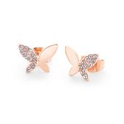 Tipperary Butterfly Rose Gold Stud Half Diamond Earrings