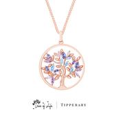 Tree of Life Circle Blue Marquise CZ Rose Gold Pendant