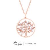 Tree of Life Circle with Clear Marquise CZ Rose Gold Pendant