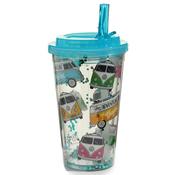 Volkswagen VW T1 Camper Bus Surf Adventure Cup with Straw and Lid