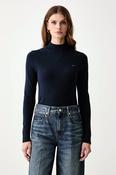 Tommy Hilfiger Cotton Jersey Mock Neck Sweater – Navy image