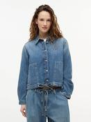 Tommy Jeans Drawstring Hem Relaxed Denim Jacket With Linen image
