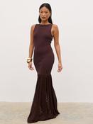 Pretty lavish Rebecca brown maxi dress image
