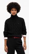 Tommy Hilfiger Pure Wool Cable Roll Neck Jumper: Black image