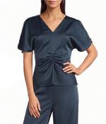 Marella Woven Mllvasto Short Sleeve V-Neck Satin Blouse