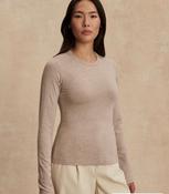 Varley Edna Long Sleeve Fitted Tee - Taupe Marl image