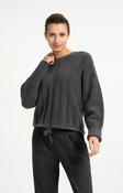 Yaya Rib Batwing Sweater With Drawstring Cord - Grey Melange image