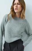 Yaya Sweater With Ribbed Sleeve &amp; Button Details - Medium Grey Melange image