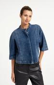 Yaya Short Sleeve Denim Blouse - Dark Blue Denim image