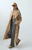 Yaya Woven Wool Mix Long Coat - Cornstalk Brown Melange image