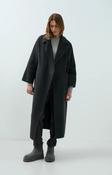 Yaya Woven Wool Mix Long Coat - Hole Black Melange image