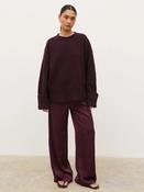 Pretty Lavish Breya Satin Wide Leg Drawstring Trouser - Fig image