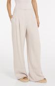 YAYA Linen blend trousers with wide legs and fringed details