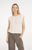 YAYA Sleeveless top with pleated neckline and drawstring