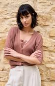 YAYA batwing cardigan with short sleeves and button closure