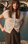 Yaya Knitted cardigan with short sleeves and front buttons