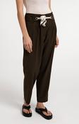 Yaya High-waist trousers with straight legs and scarf belt