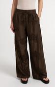 Yaya Embroidered trousers with wide legs and elastic waist
