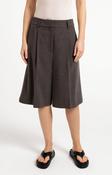 Yaya woven high waist long Bermuda shorts