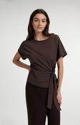 Yaya RoundNeck Top With Knot Detail - Aubergine Purple image