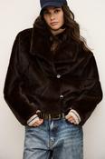 Ba&amp;sh Brown Faux Fur Coat: Pinie image