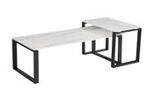 Circe Coffee Table Set - White Marbled Glass