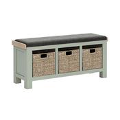 Salcombe Storage Bench with Baskets - Sage