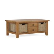 Burford Large Oak Coffee Table with Baskets