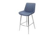 Silvia Bar Stool - Blue PU - Chrome Leg