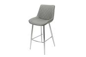 Silvia Bar Stool - Grey PU - Chrome Leg
