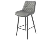 Silvia Bar Stool - Grey PU - Black Leg