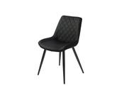 Silvia Dining Chair - Black PU - Black Leg