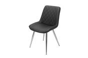 Silvia Dining Chair - Black PU - Chrome Leg