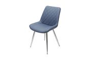 Silvia Dining Chair - Blue PU - Chrome Leg