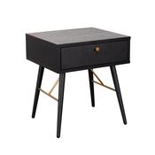 Barcelona Bedside Table 1 Drawer - Black and Copper
