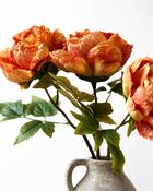 Faux Single Closed Cup Peony - Rust Orange